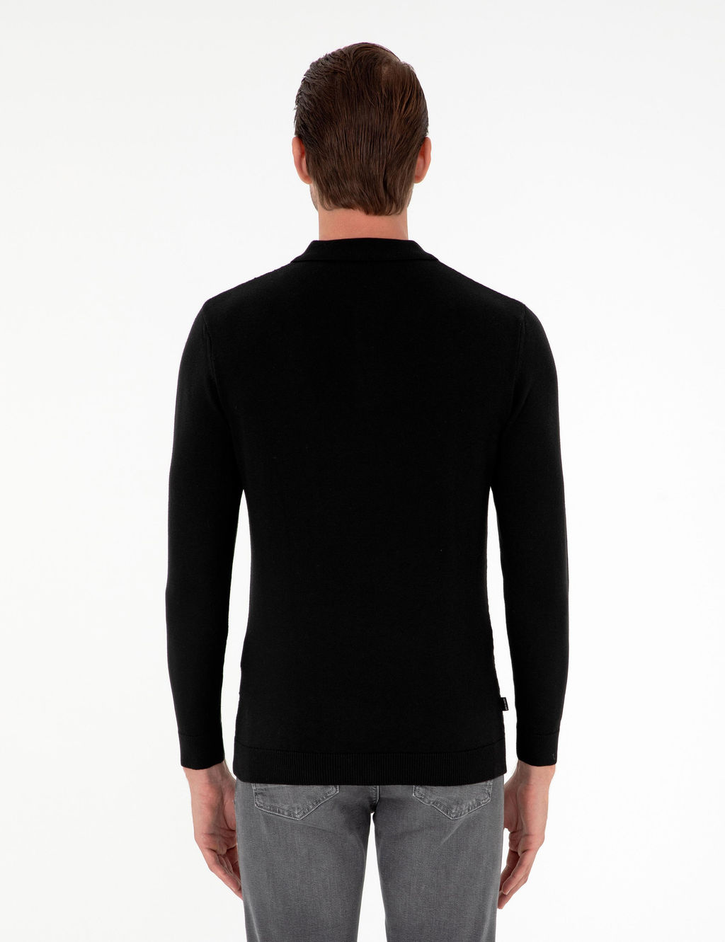 Siyah Slim Fit D__meli Polo Yaka Triko Kazak - Pierre cardin фото 5