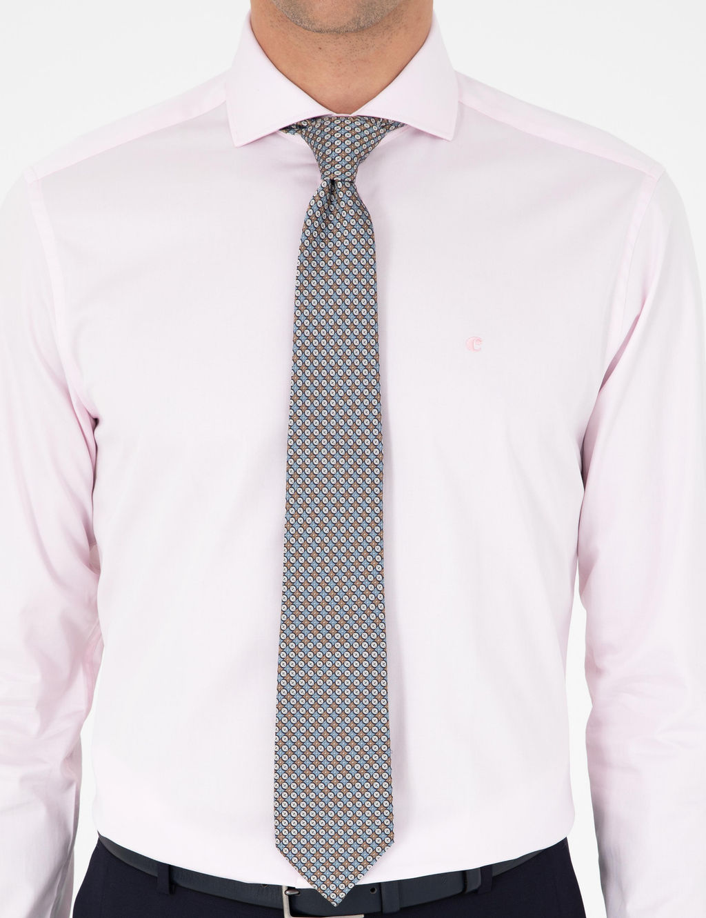 Светло-розовая базовая рубашка современного кроя с длинным рукавом - Cacharel фото 6