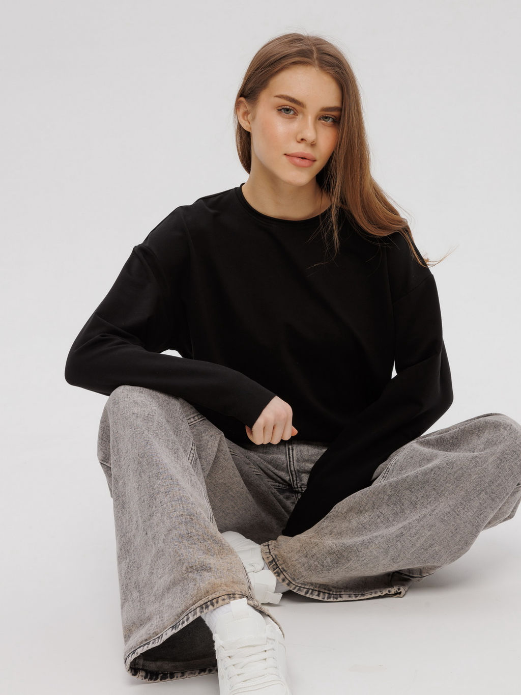 Женский лонгслив из футера 2-х нитки Lingeamo черный ВК-25 (35)  фото 11