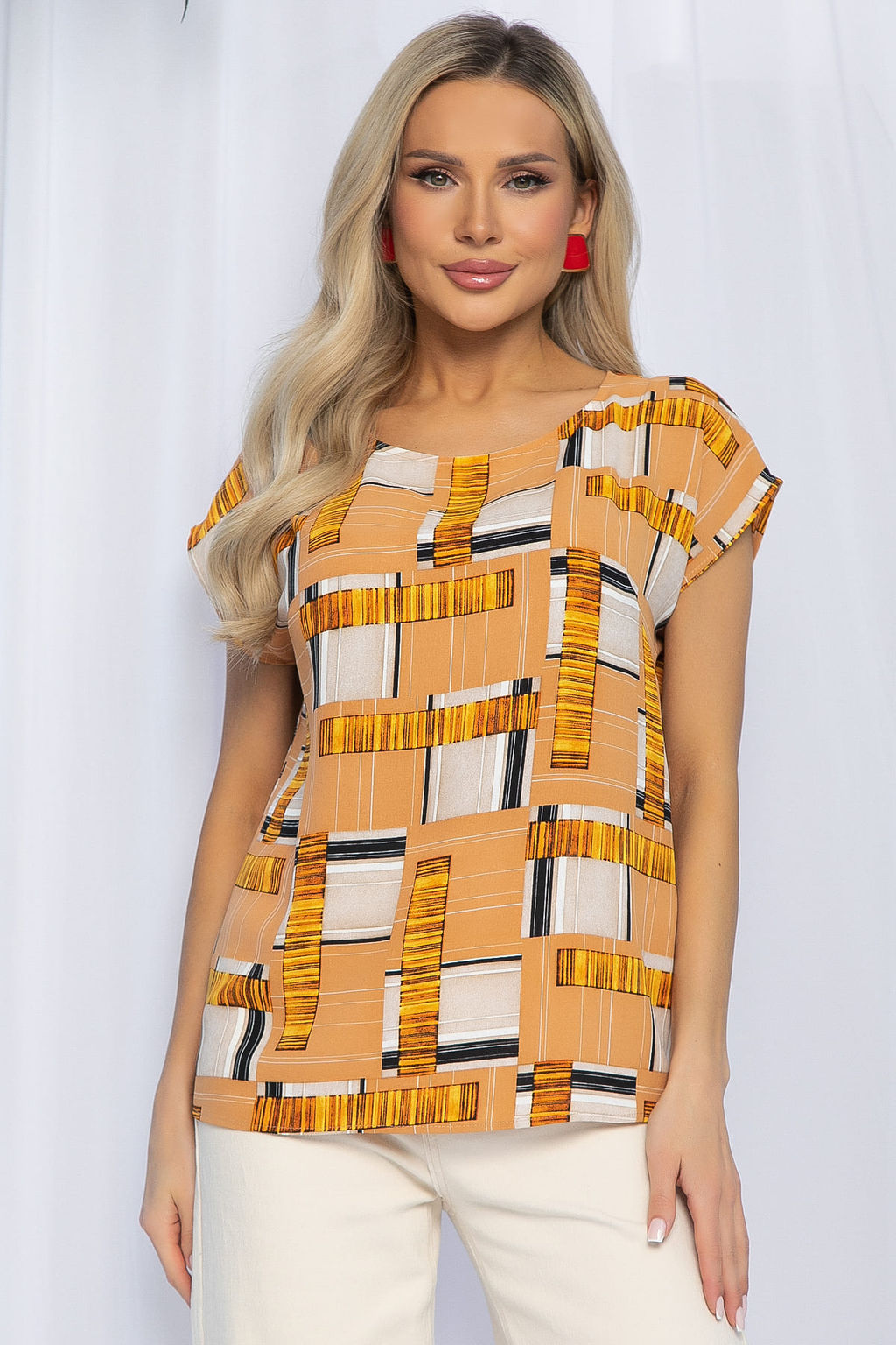 Блуза Летний сезон (бежевый мультиколор) Б13151-44М