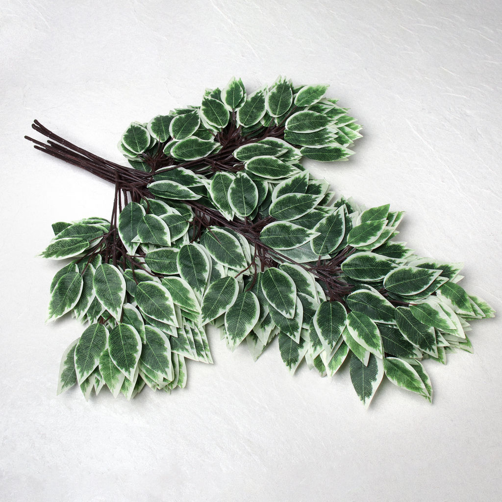 Искусственные листья 12 штук 60 см / NA77-10 /уп 50/бело-зеленые листья - Галеонтрейд фото 8