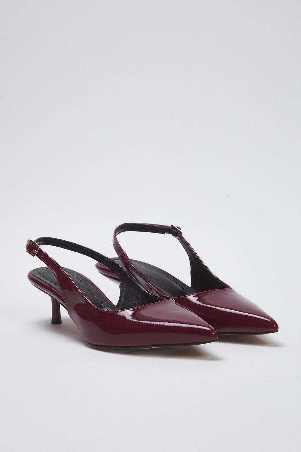 Bordo Rugan Sivri Burun Kad?n 4 cm Kitten Topuklu Ayakkab? TAKSS25TO00005