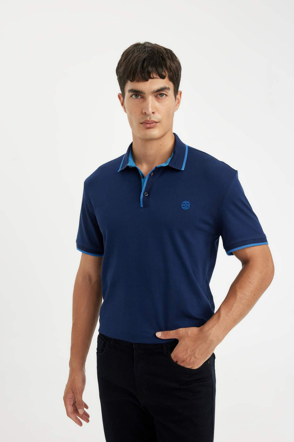 New Regular Fit K?sa Kollu Pike Polo Tisort - Defacto фото 9