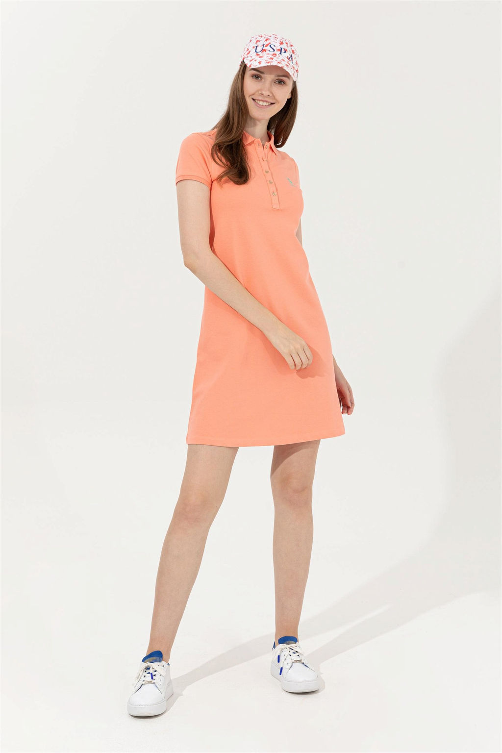 Женское трикотажное платье лососевого цвета - U.s. polo assn фото 6