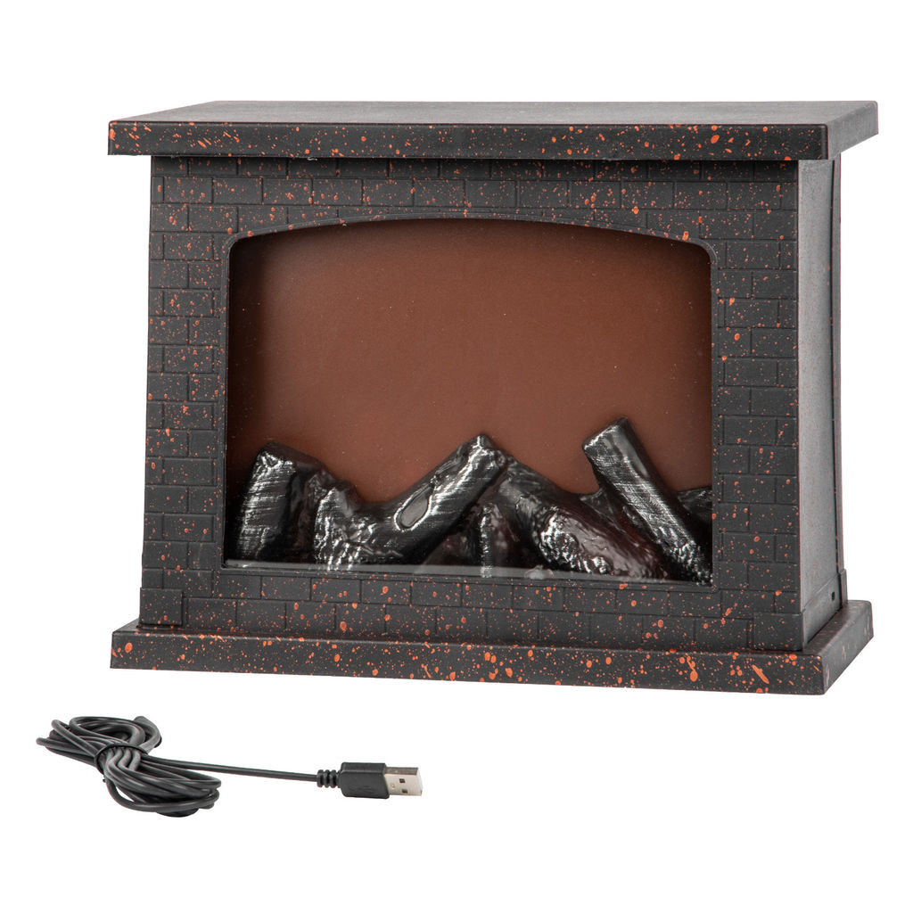 ULD-L2821-005/DNC/RED BLACK FIREPLACE Светильник светодиодный Камин с эффектом пламени, питание от батареек 3АА (не в/к) или USB (в/к), 28х21см. 5 светодиодов. Корпус черный. TM Uniel
