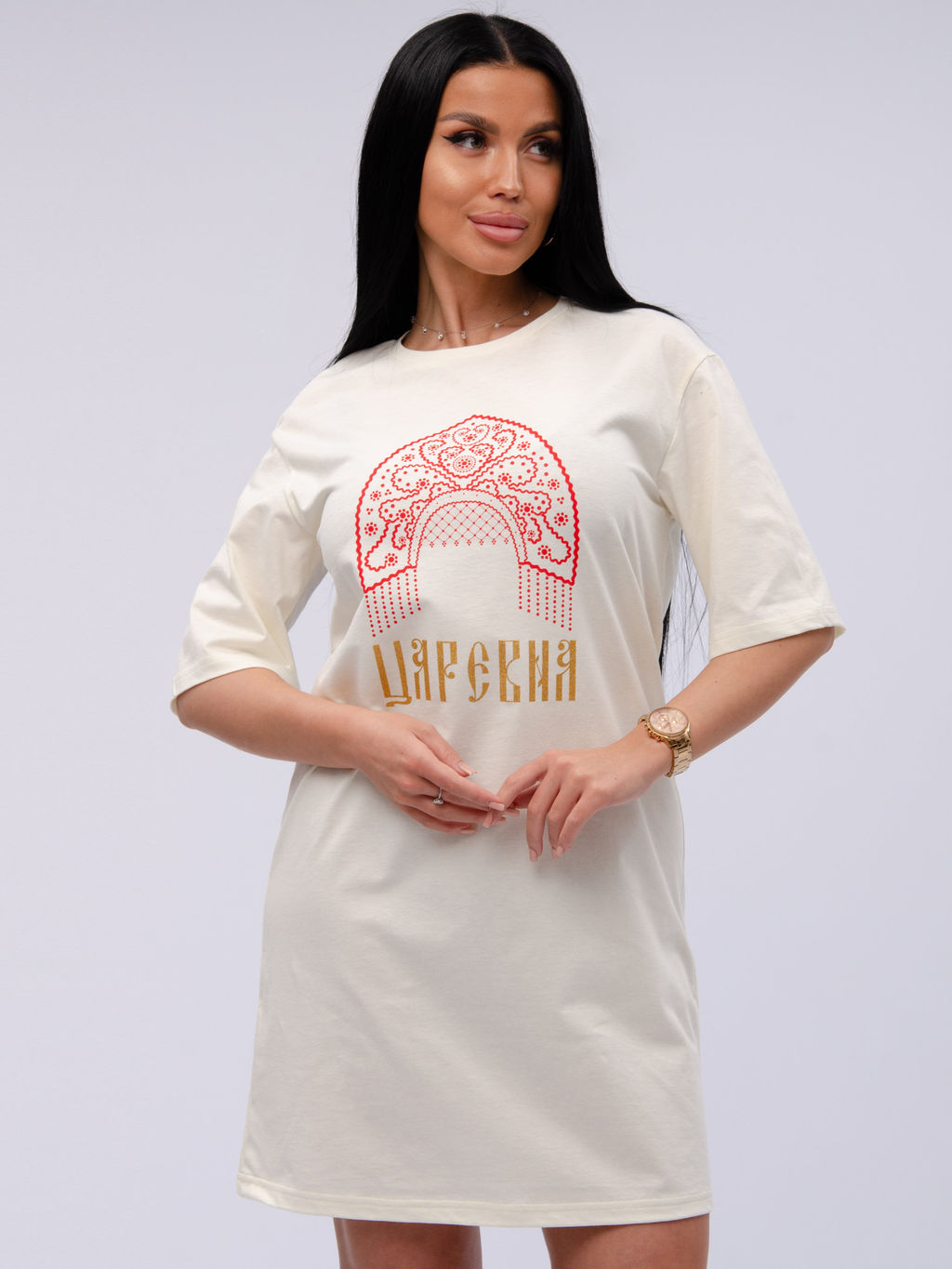 Сорочка "Царевна 2" молоко, трикотаж