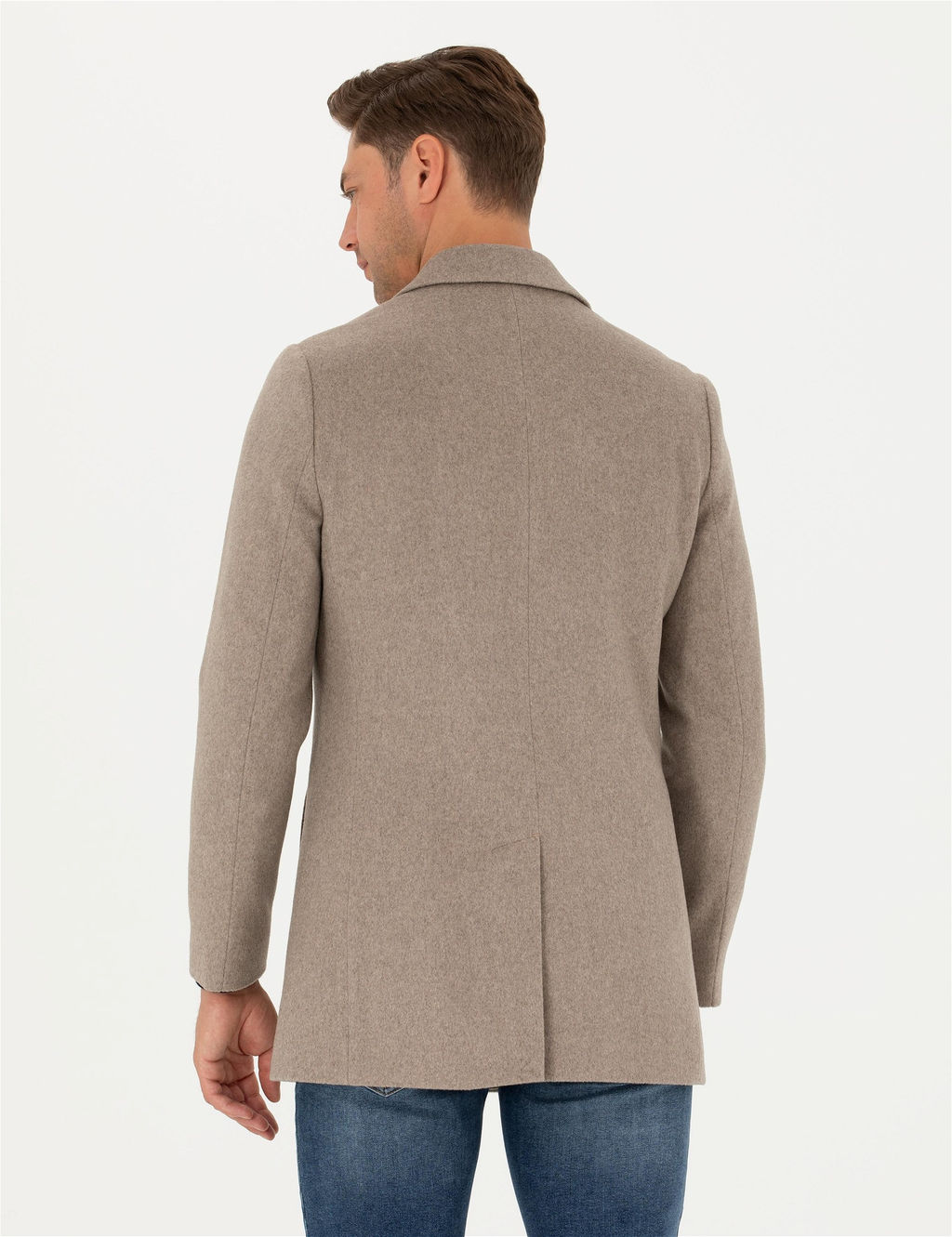 Bej Y_n Kar___ml_ Slim Fit Ka_e Kaban