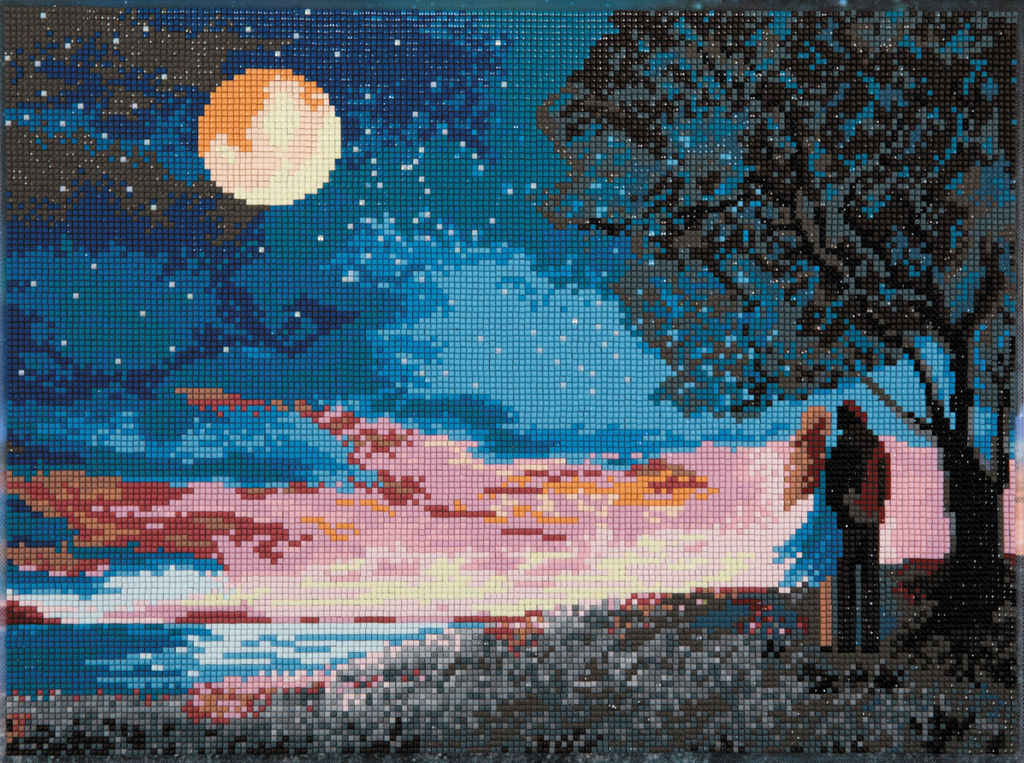 Кристальная (алмазная) мозаика ФРЕЯ ALPD-276 на подрамнике Встреча под луной 40 х 30 см