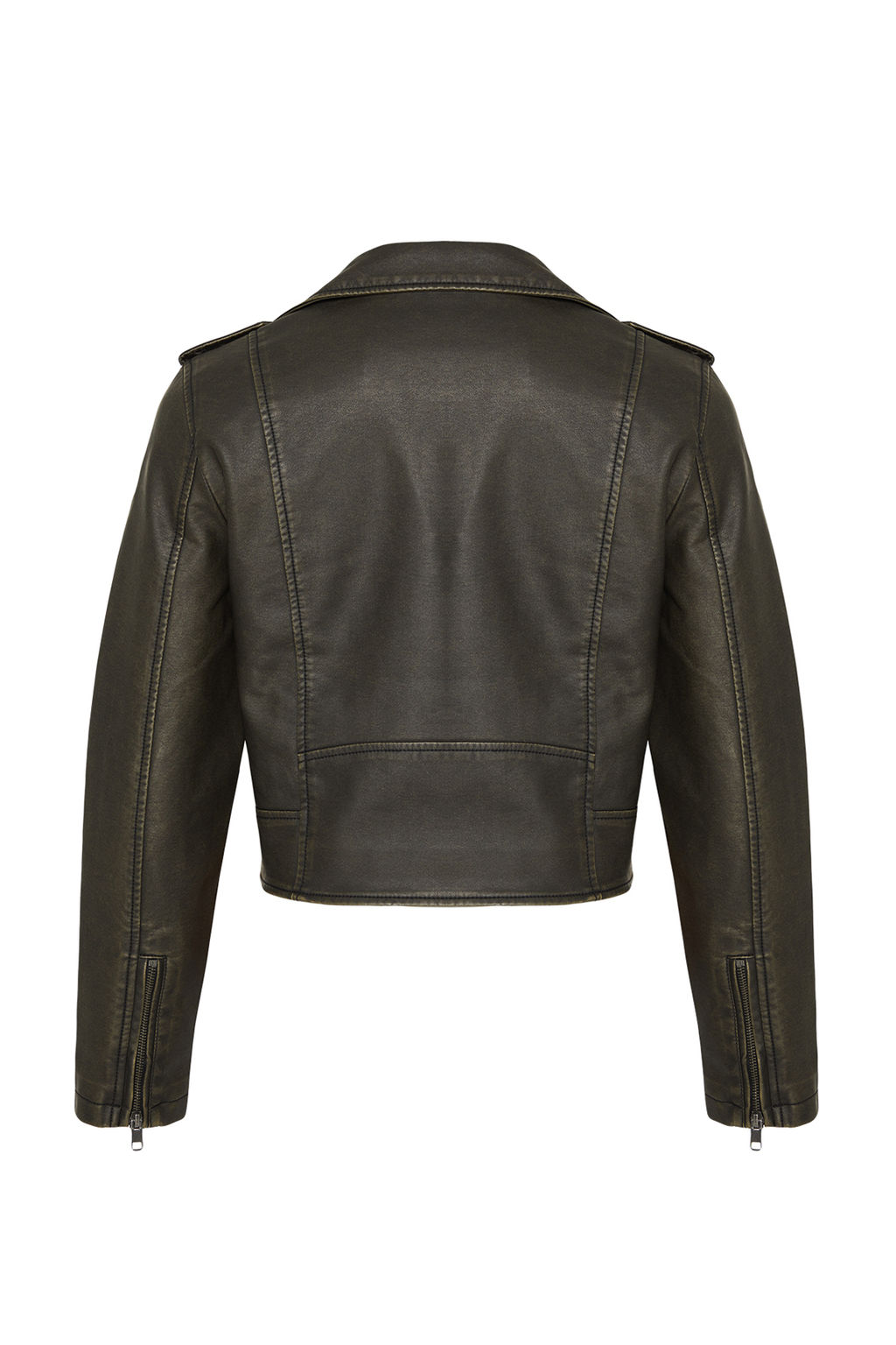 Trendyolmilla Antrasit Eskitme Detayl? Suni Deri Biker Ceket Mont TWOAW24MO00277  фото 14