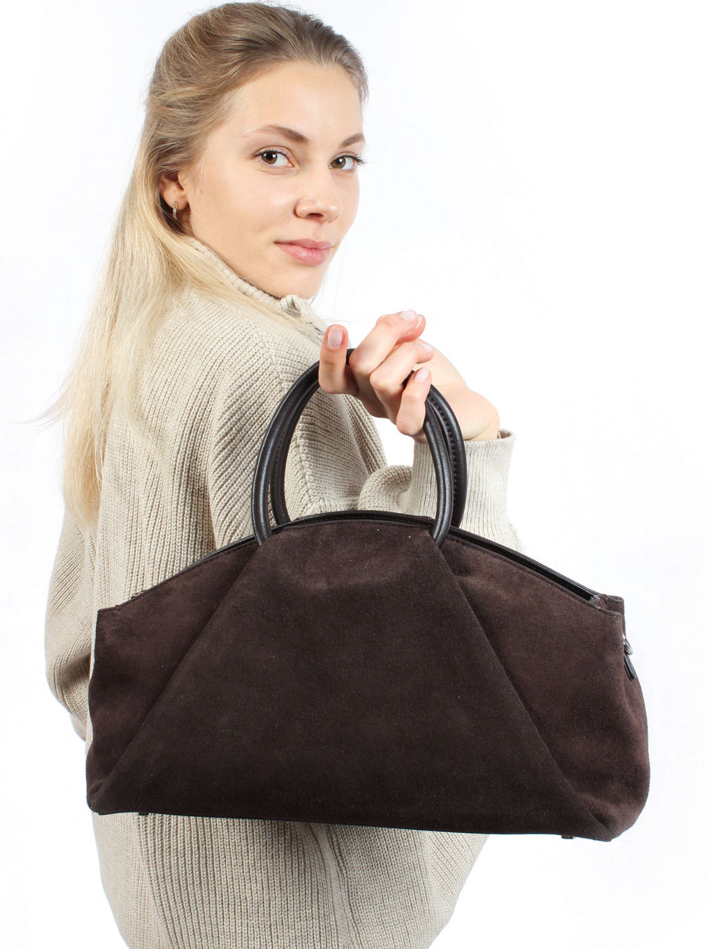 LACCOMA сумка АМ2243-Ф-коричневый натуральная замша хлопок