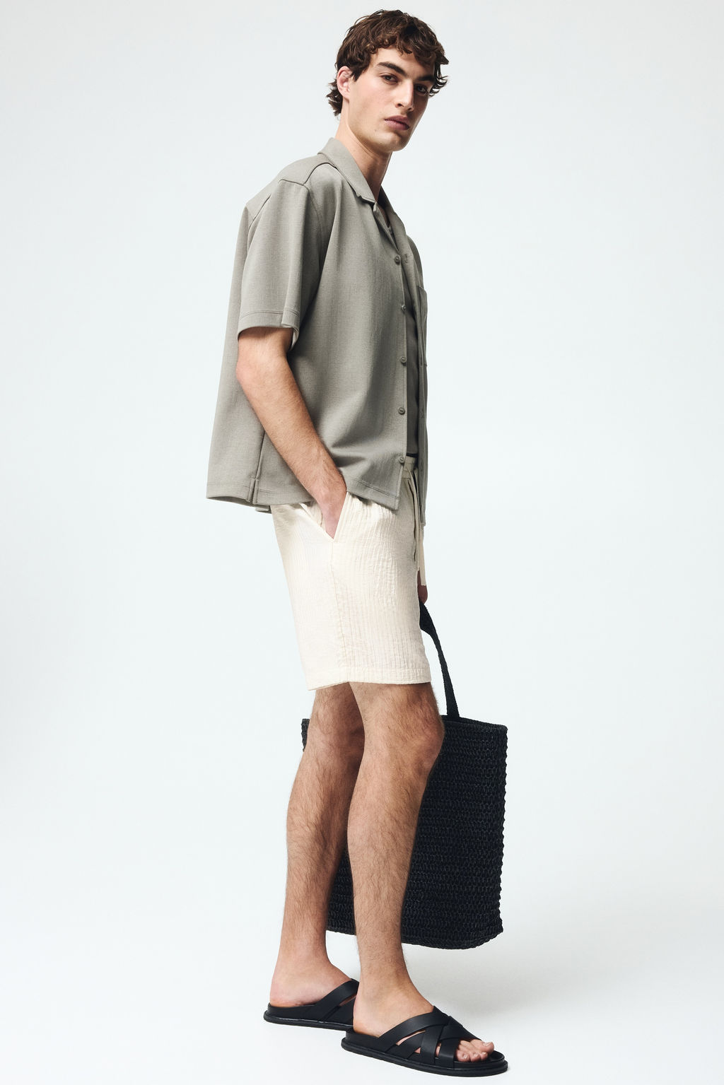Pantal?n corto texturizado Relaxed Fit - H&m фото 6