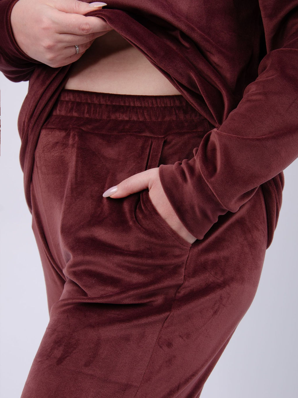 Костюм Велюр 5 тёмно-серый, велюр - Малина фото 41