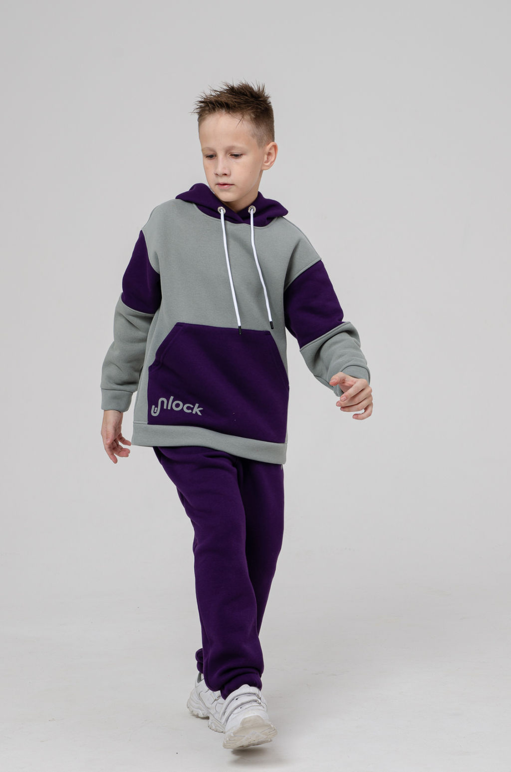 886Д Костюм детский "Серый/фиолетовый"