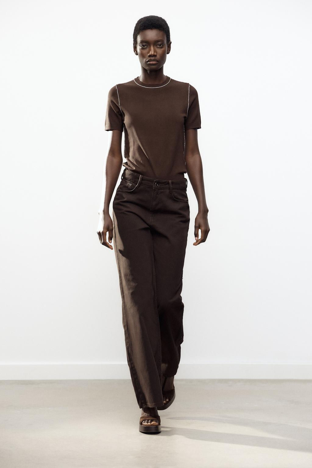 SHORT SLEEVE KNIT TOP WITH PIPING - Zara фото 4