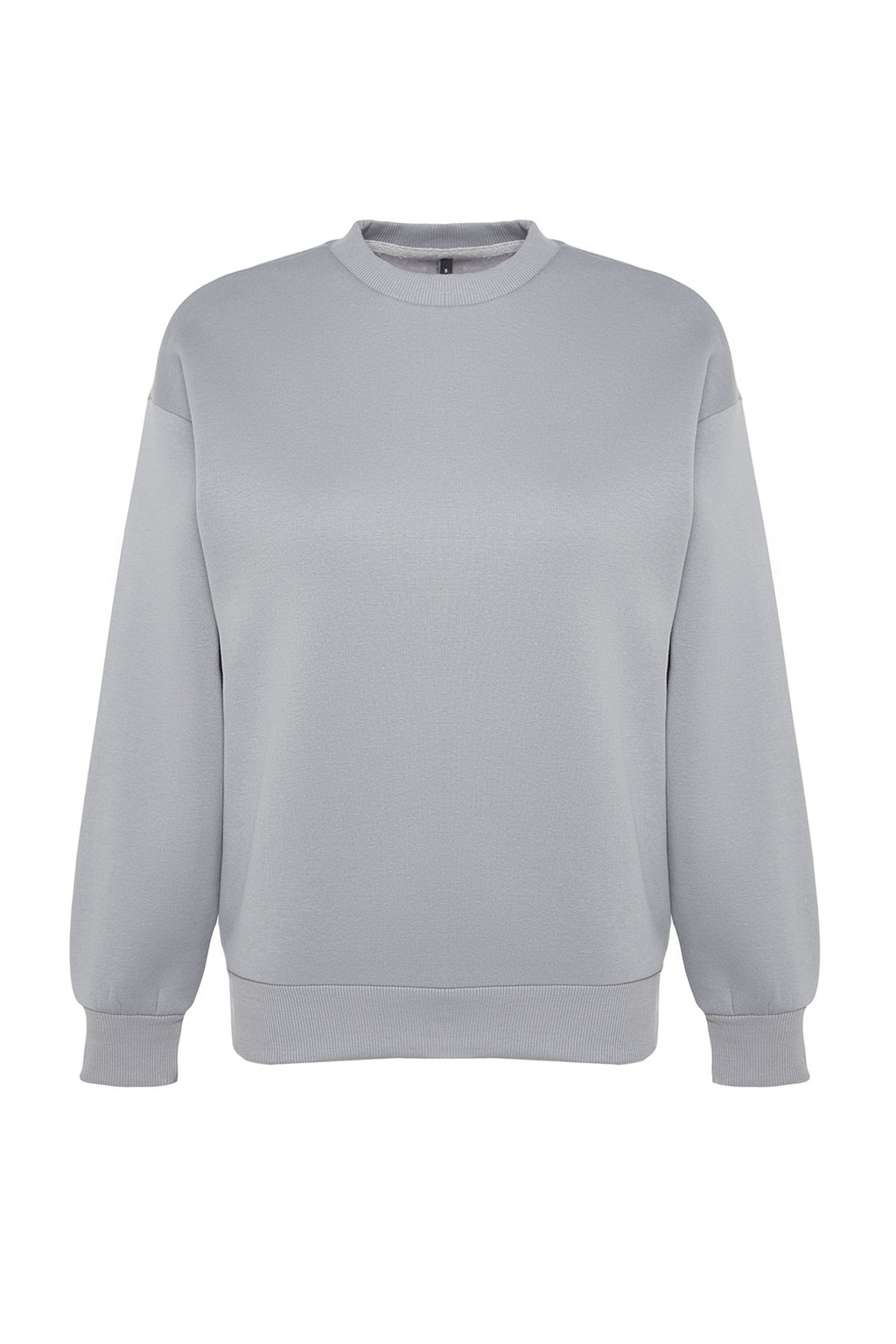 Gri Kal?n Ici Polarl? Regular/Normal Kal?p Bisiklet Yaka Basic Orme Sweatshirt TWOAW24SW00101