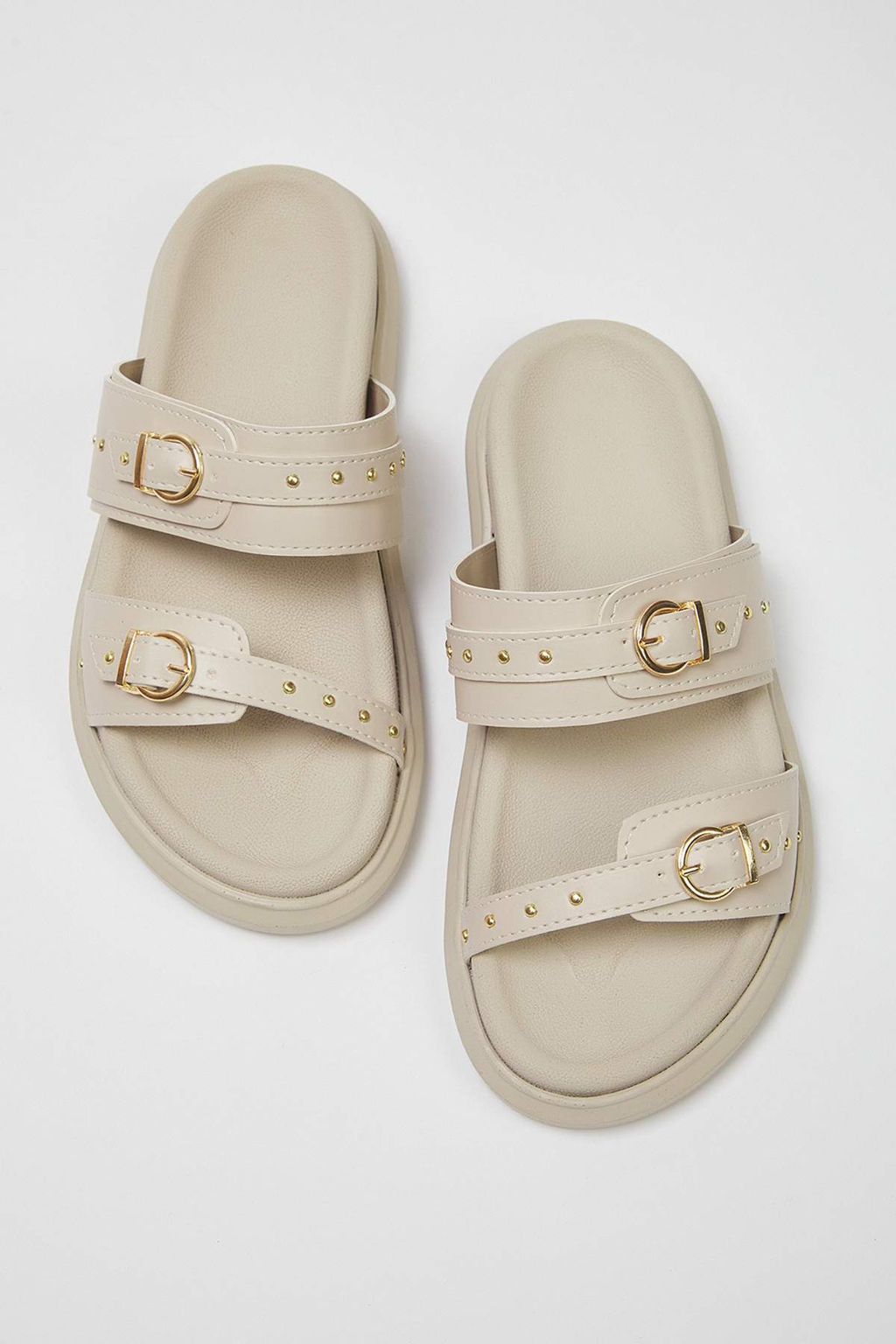 Trendyolmilla Shoes Krem Trok Islemeli Toka Detayl? Cift Bantl? Kad?n Terlik TAKSS25TE00037  фото 3