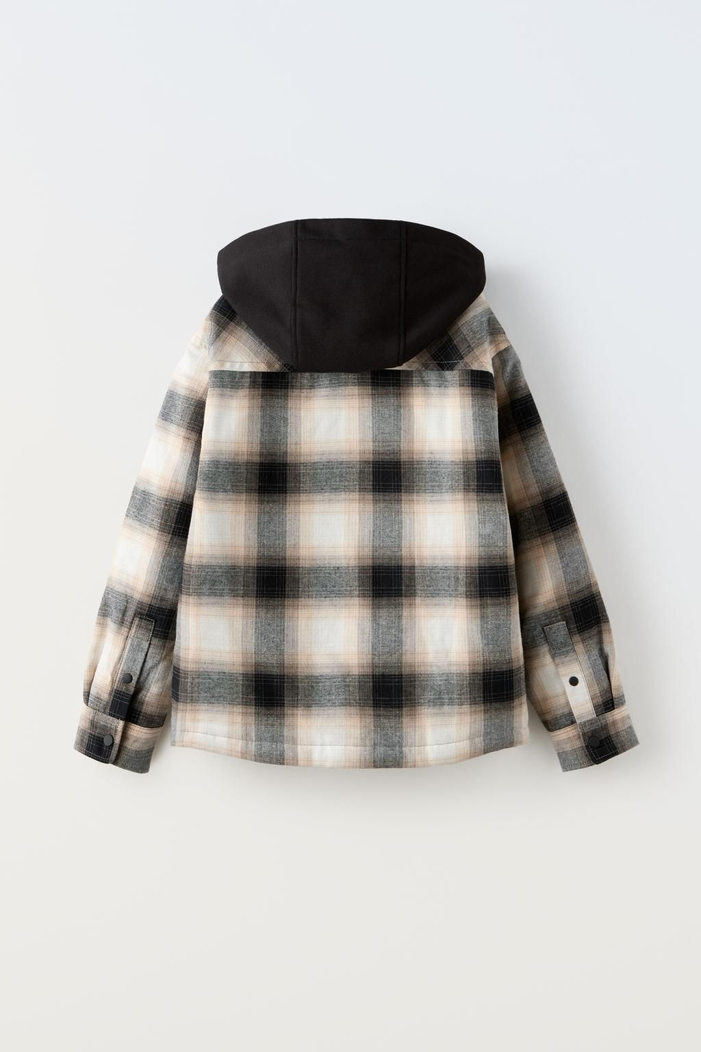 QUILTED CHECK OVERSHIRT WITH HOOD - Zara фото 3