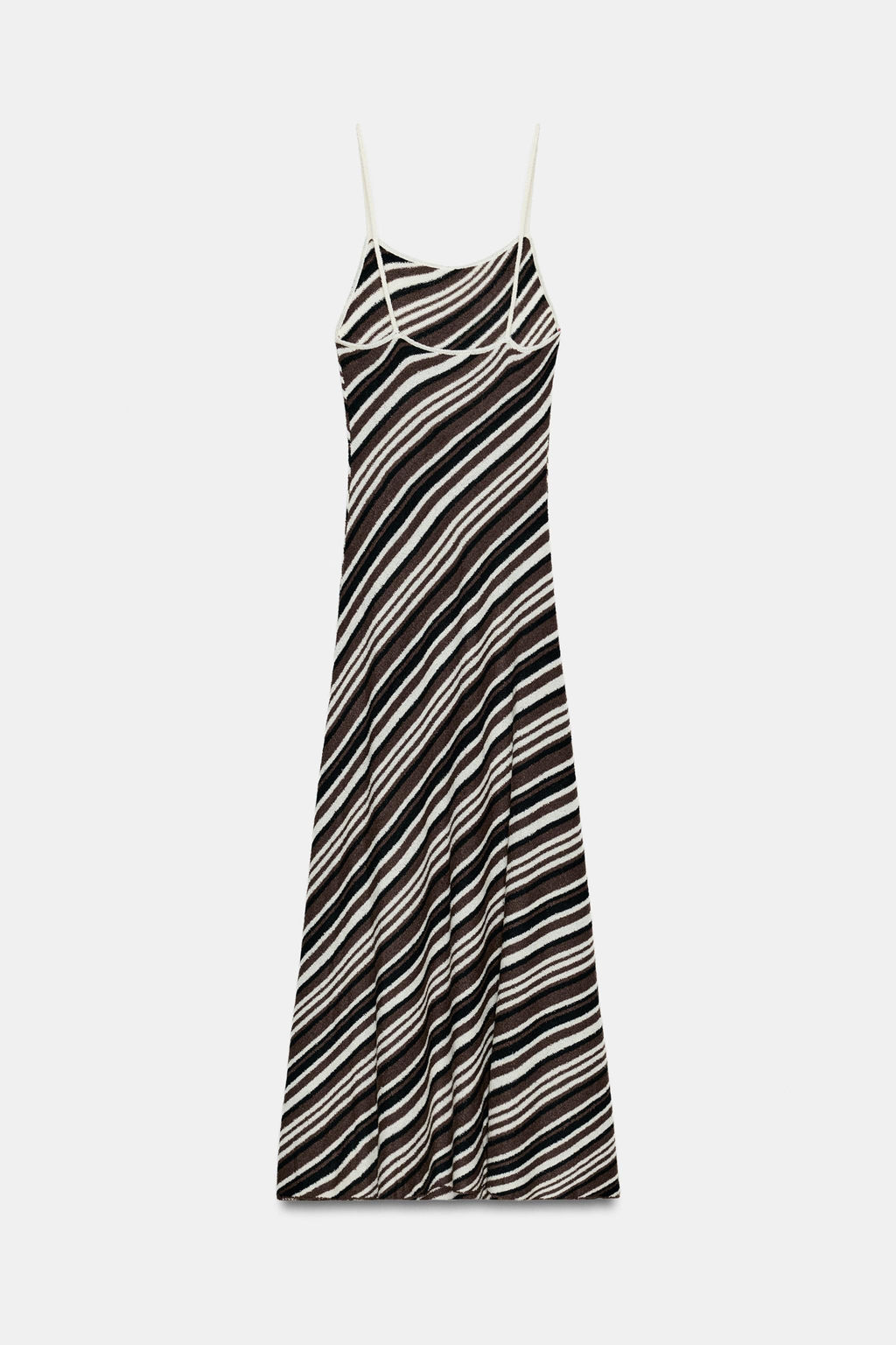 VESTIDO MIDI R?STICO RAYAS / Negro / Marr?n - Zara фото 9