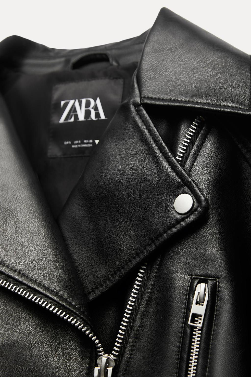 FAUX LEATHER CROPPED BIKER JACKET - Zara фото 7