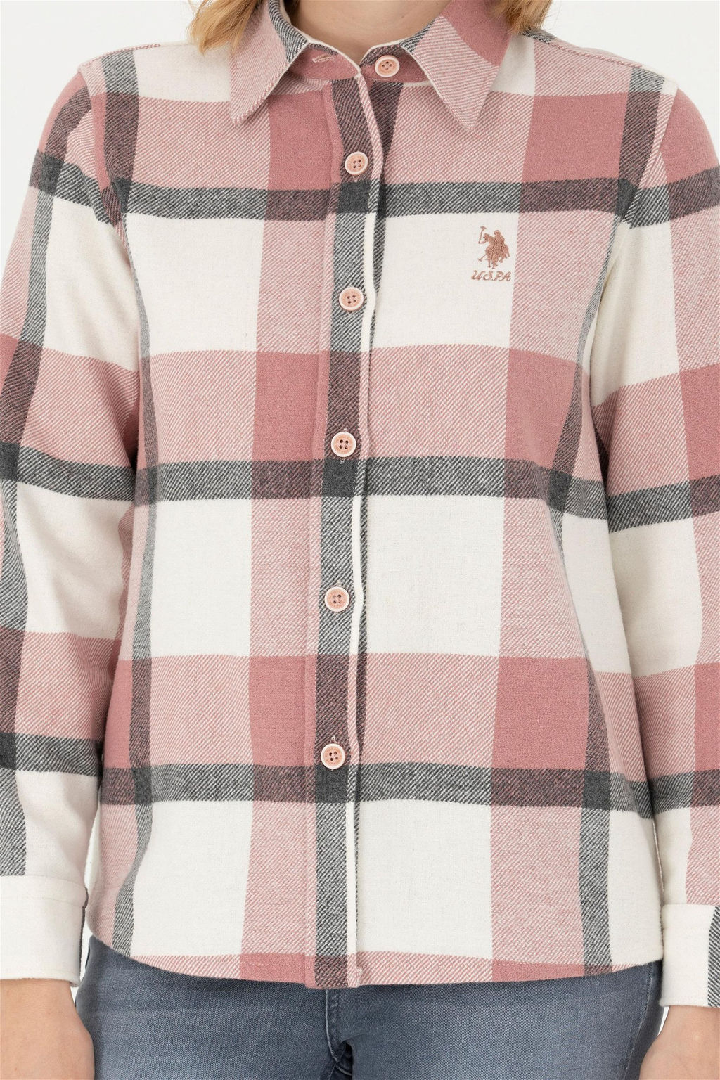 Женская пудровая рубашка с длинным рукавом Неожиданная скидка в корзине - U.s. polo assn фото 6