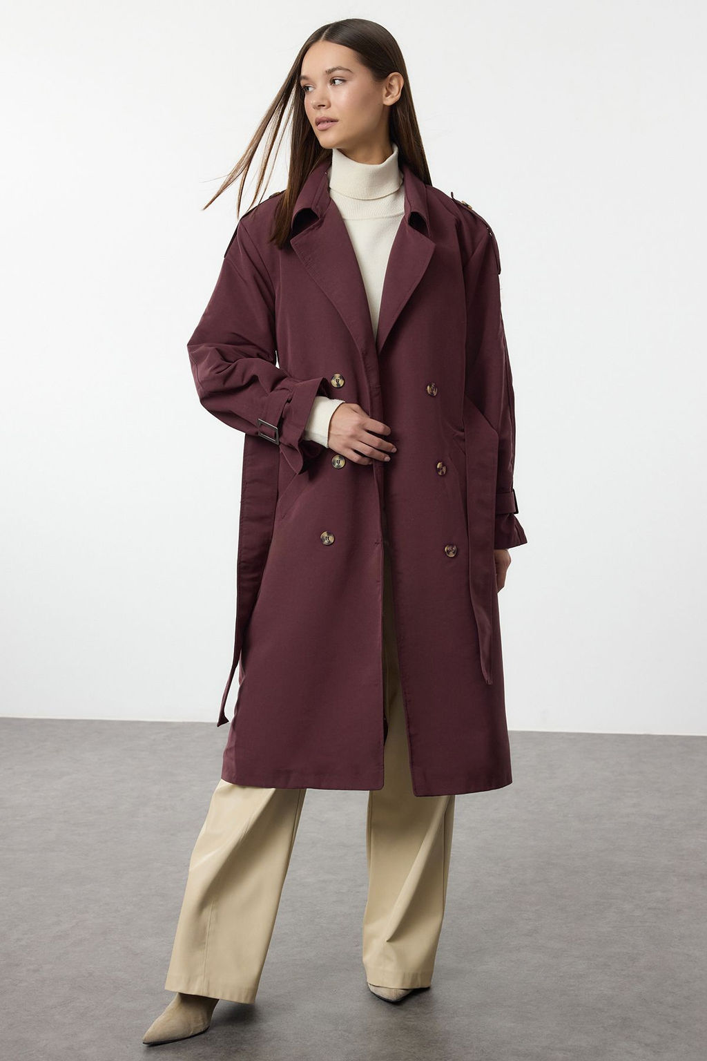 Bordo Oversize Kusakl? Trenckot TWOSS21TR0005