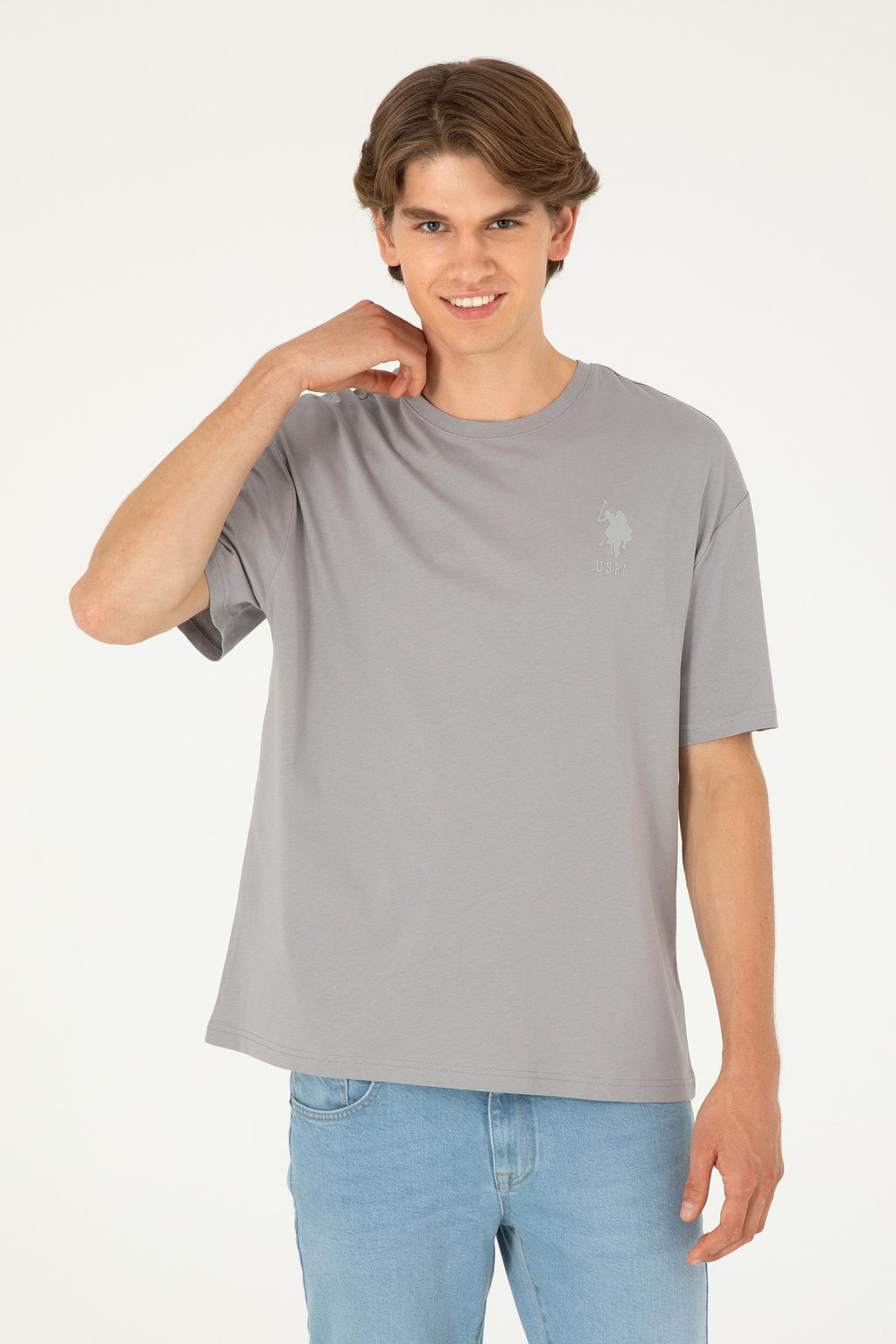 Erkek Comfort Fit Bisiklet Yaka Koyu Gri Ti__rt Ti__rt Sepette S_rpriz _ndirim - U.s. polo assn фото 3