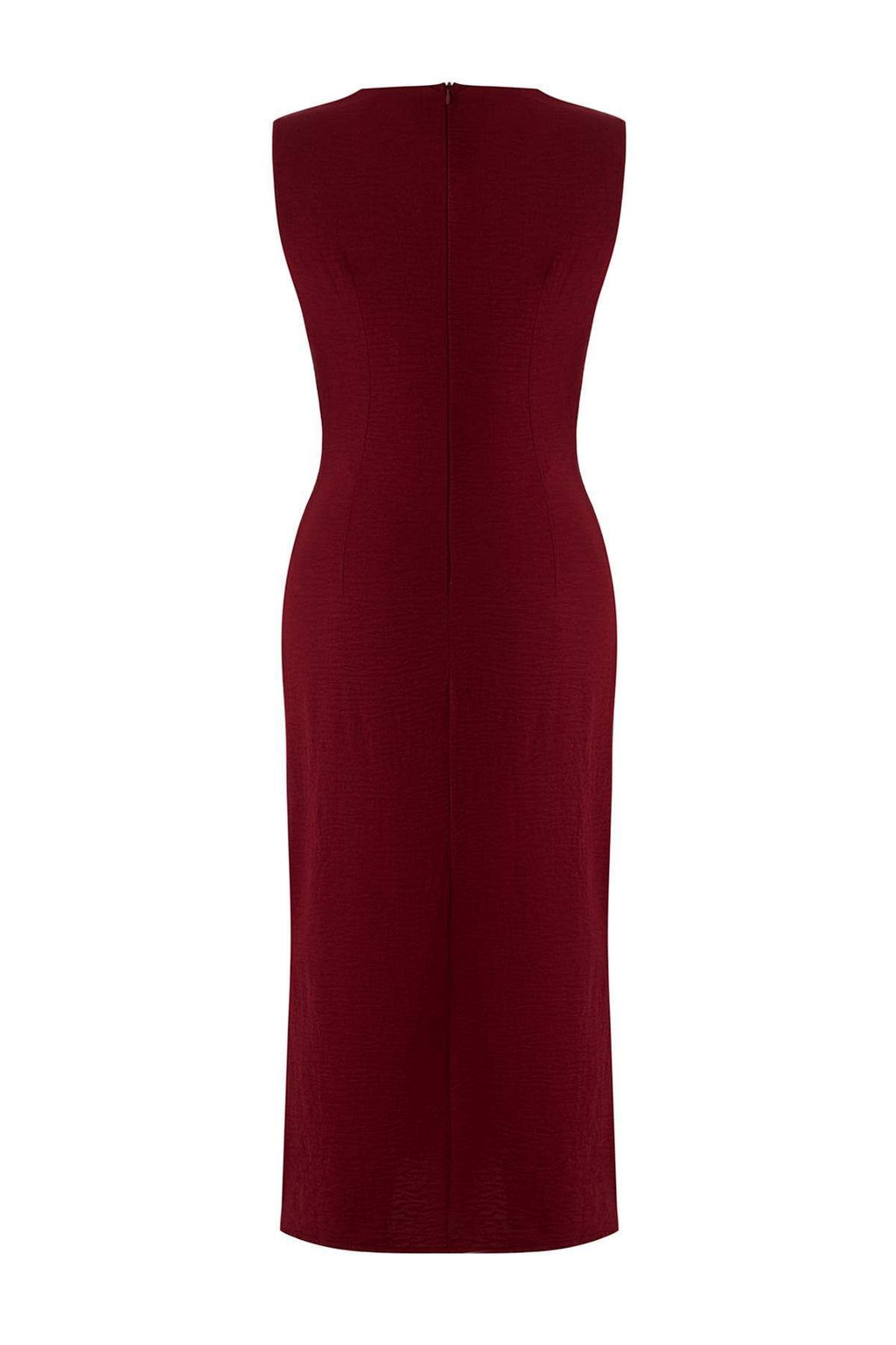 Koyu Visne Aksesuar Detayl? Midi Dokuma Elbise TWOSS25EL00862 - Trendyolmilla фото 11