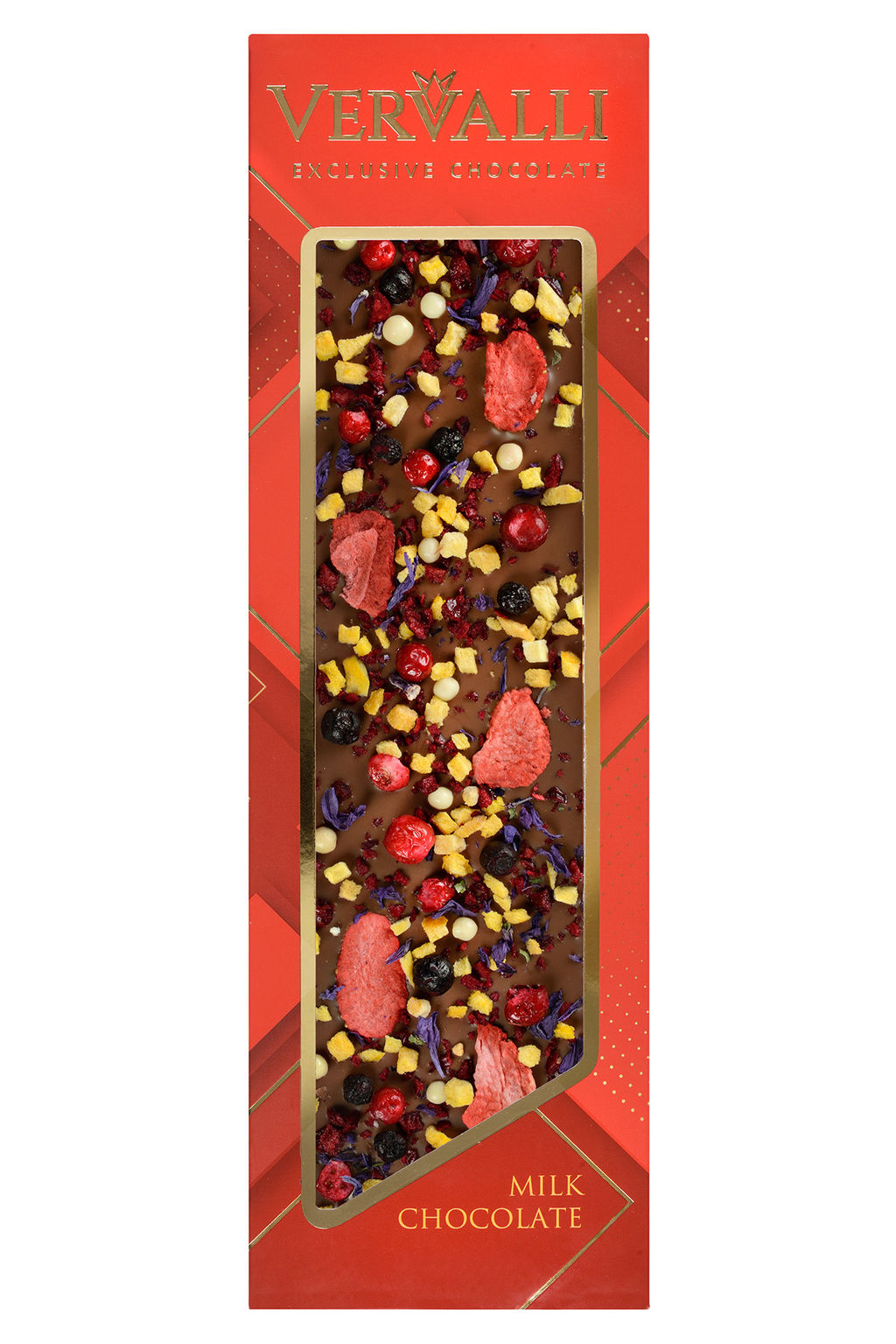 Шоколад молочный с украшением Клубника, манго, черника, 110 гр , ТМ VERVALLI