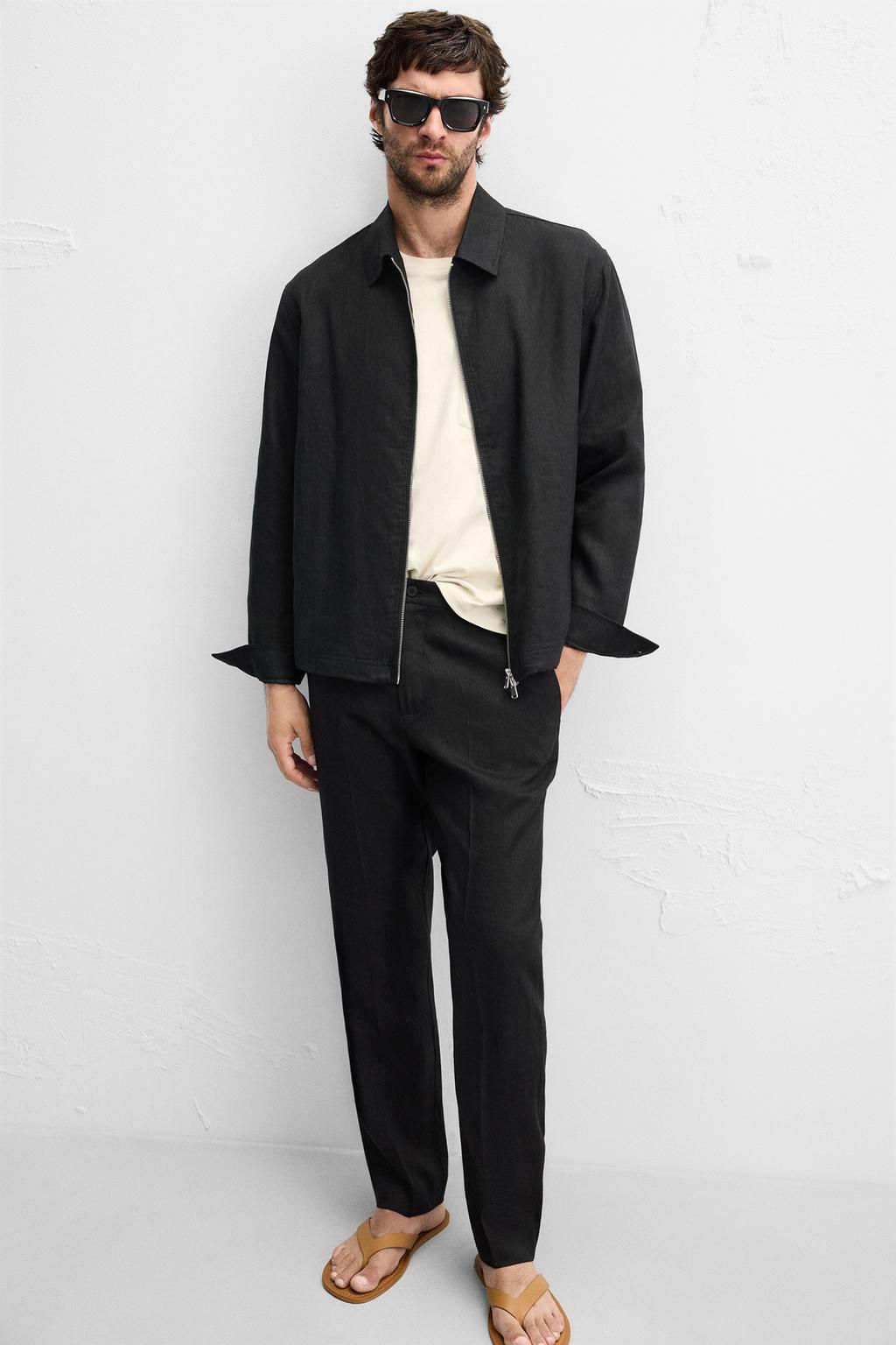 REGULAR FIT 100% LINEN TROUSERS - Zara фото 5