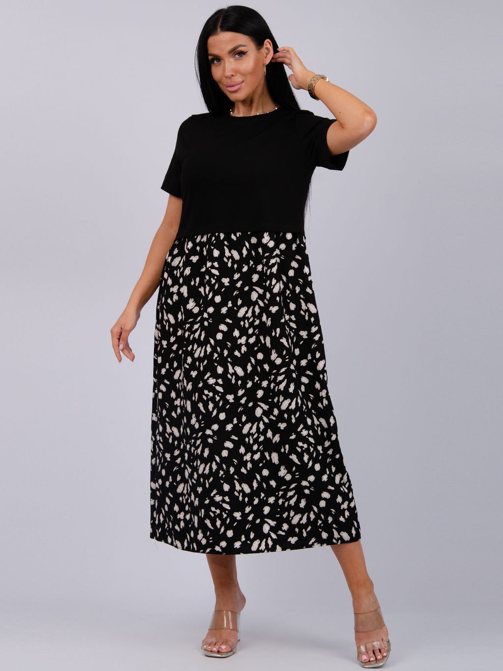 Платье Виттория, вискоза/кулирка До 60 размера - Малина фото 50