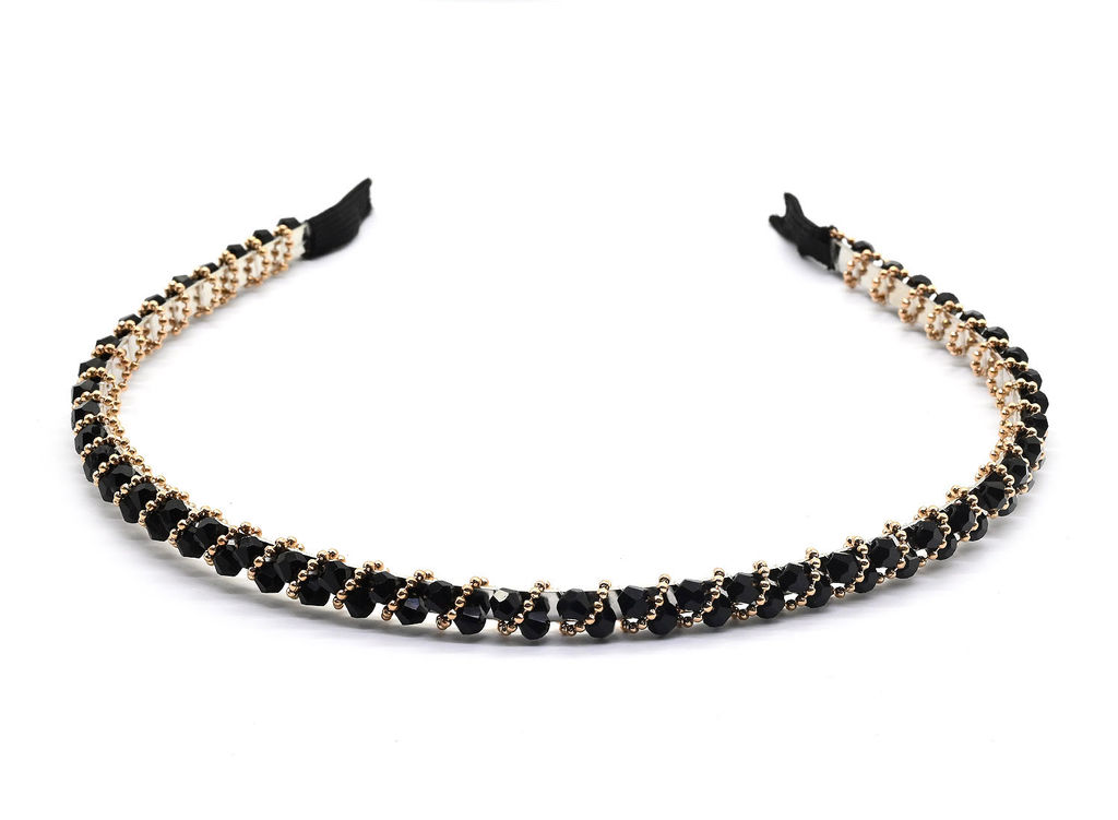 Ободок для волос с цирконом, цвет черный