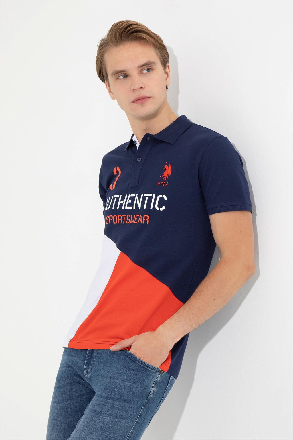 U. S. Polo Assn Мужская темно-синяя футболка с воротником-поло - U.s. polo assn фото 8