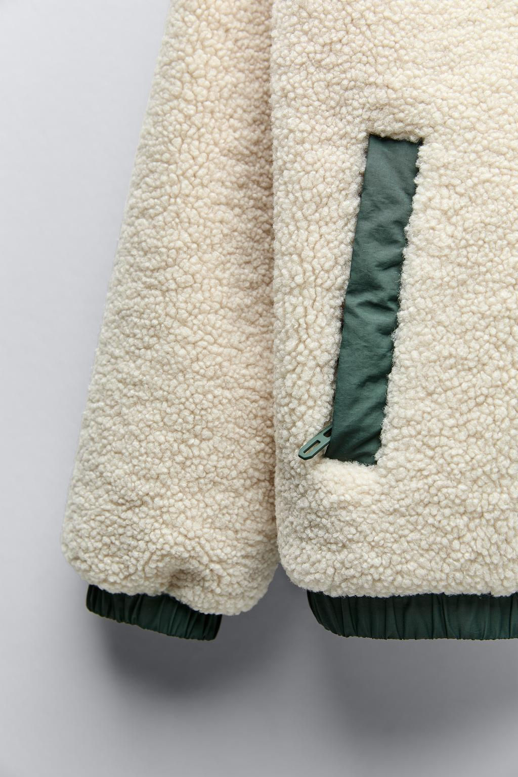 FAUX SHEARLING AND NYLON JACKET - Zara фото 4