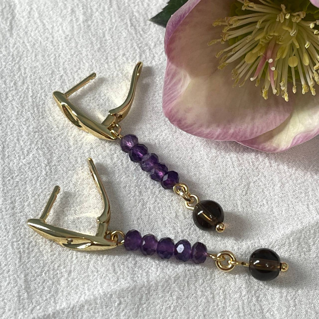 Серьги из Аметиста и Раухтопаза
