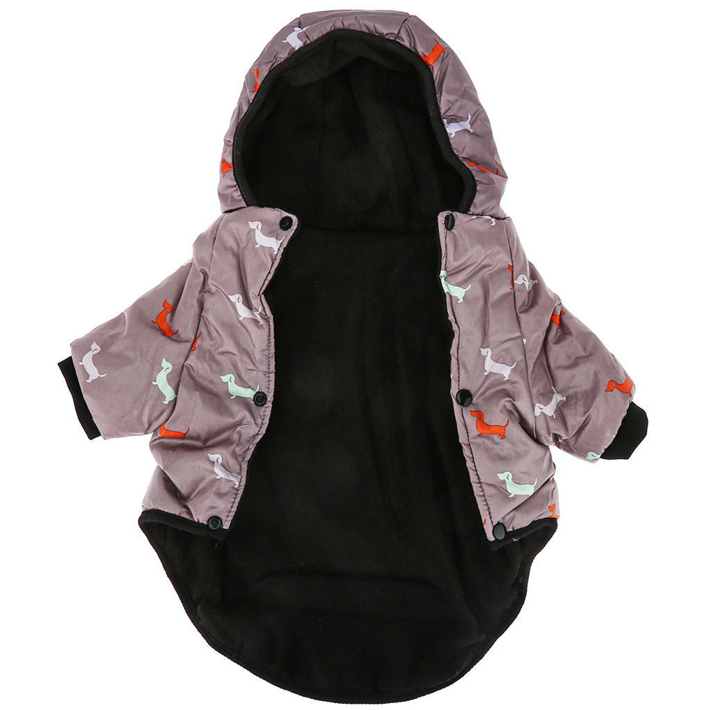 Пэт тойс (Pet toys) Одежда для собаки Куртка с капюшоном, с метал. кольцом, с принтом, на кнопках, р-р M, длина спинки 24см/обхват груди 34см/обхват шеи 28см, цвет-темно-бежевый, плащевка/синтепон/флис (100% полиэстер) (Китай) - Домашняя мода фото 6