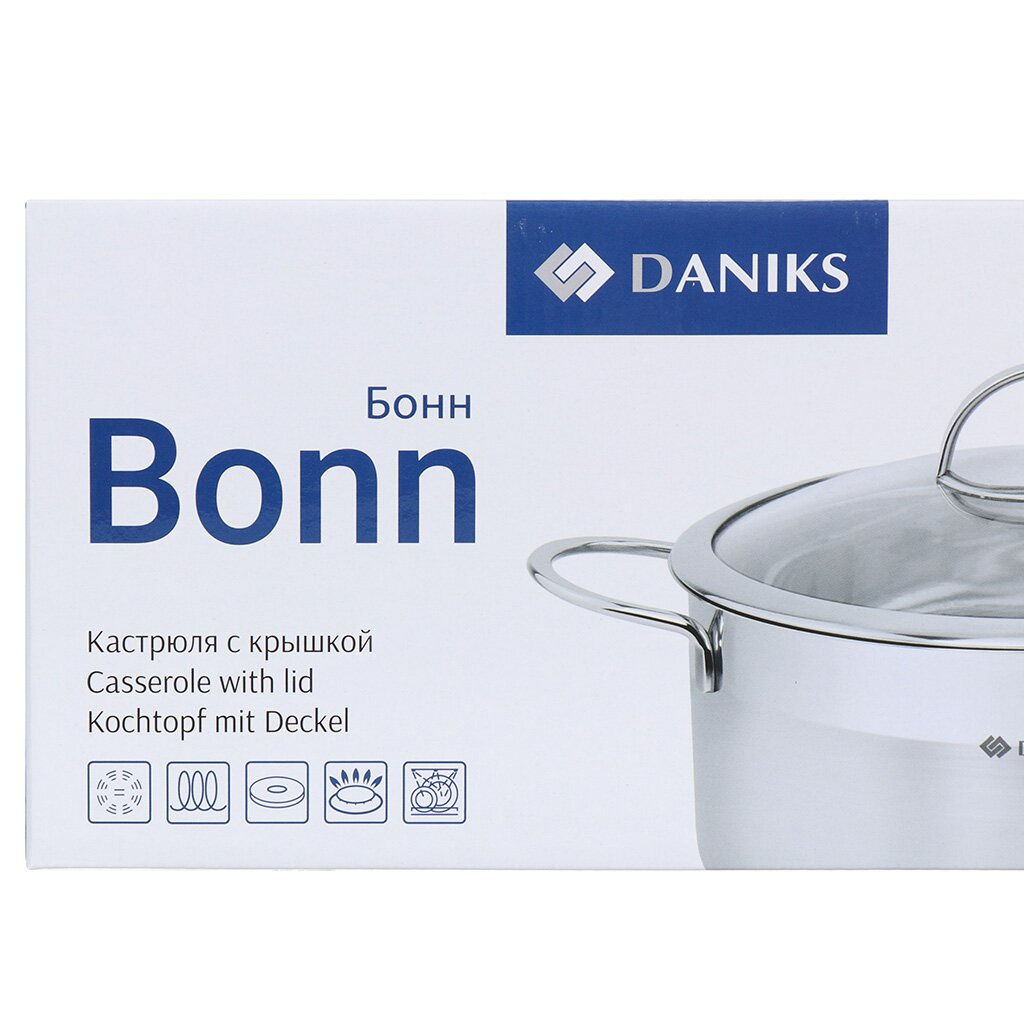 Кастрюля нержавеющая сталь, 1.8 л, с крышкой, Daniks, Бонн, GS-01319-16CA (364384)  фото 8