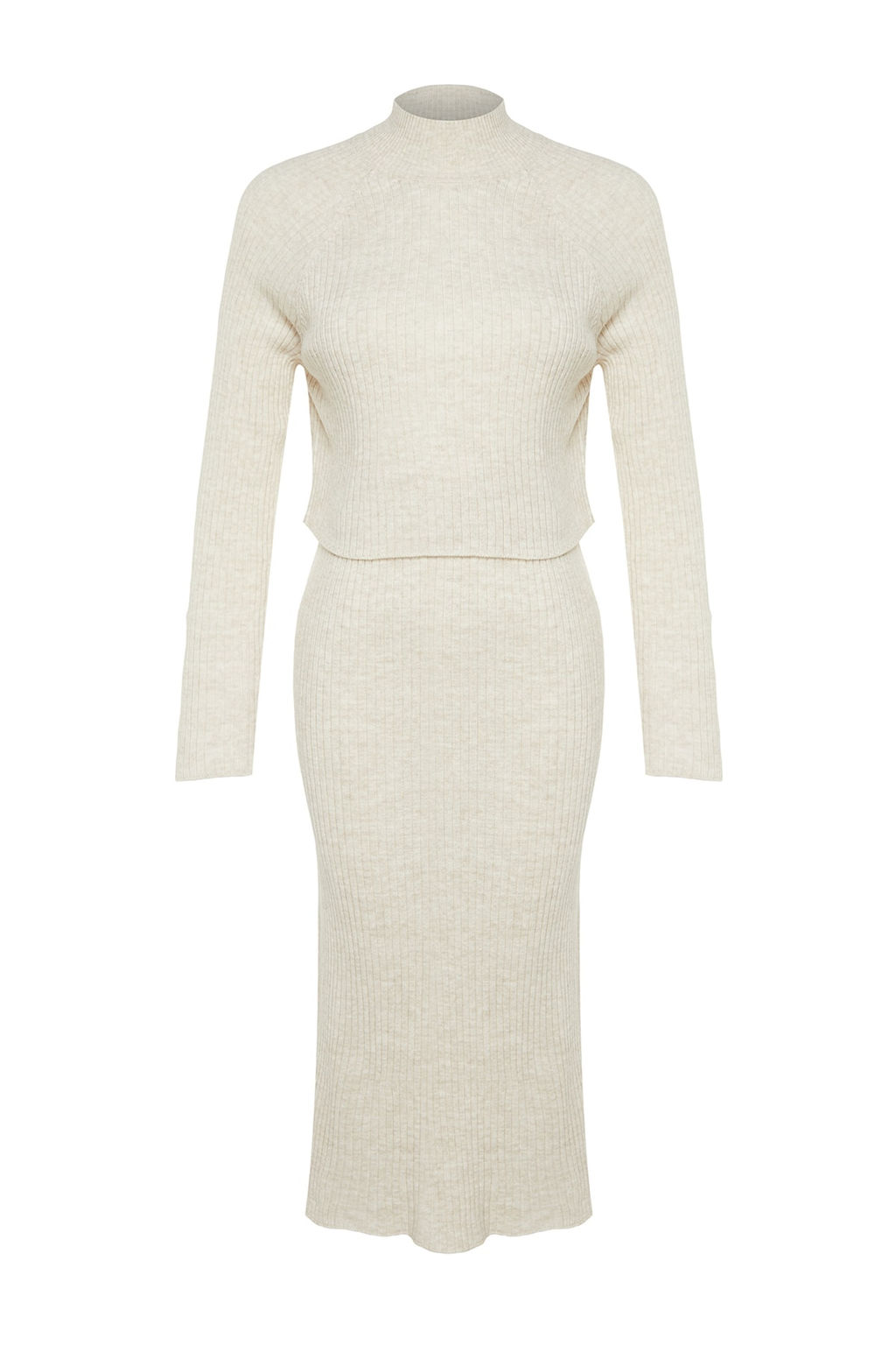 Camel Crop Basic Etekli Triko Alt - Ust Tak?m TWOAW23AU00170 - Trendyolmilla фото 10