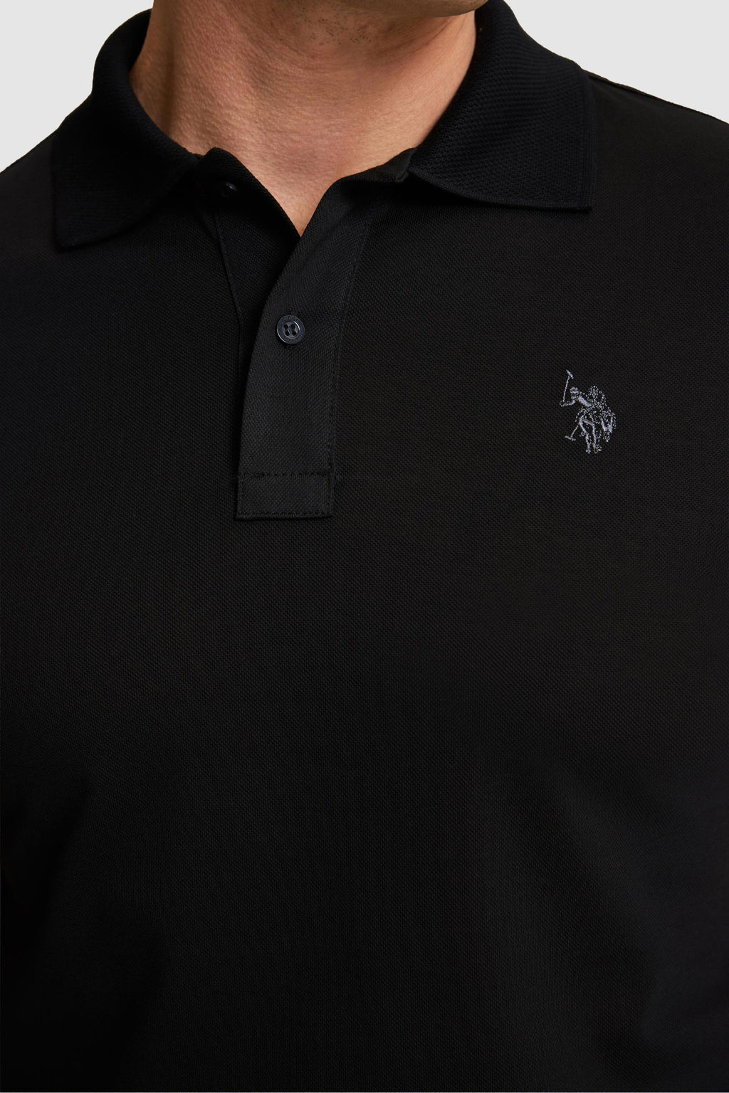 Erkek Siyah Regular Fit Polo Yaka Basic Ti__rt