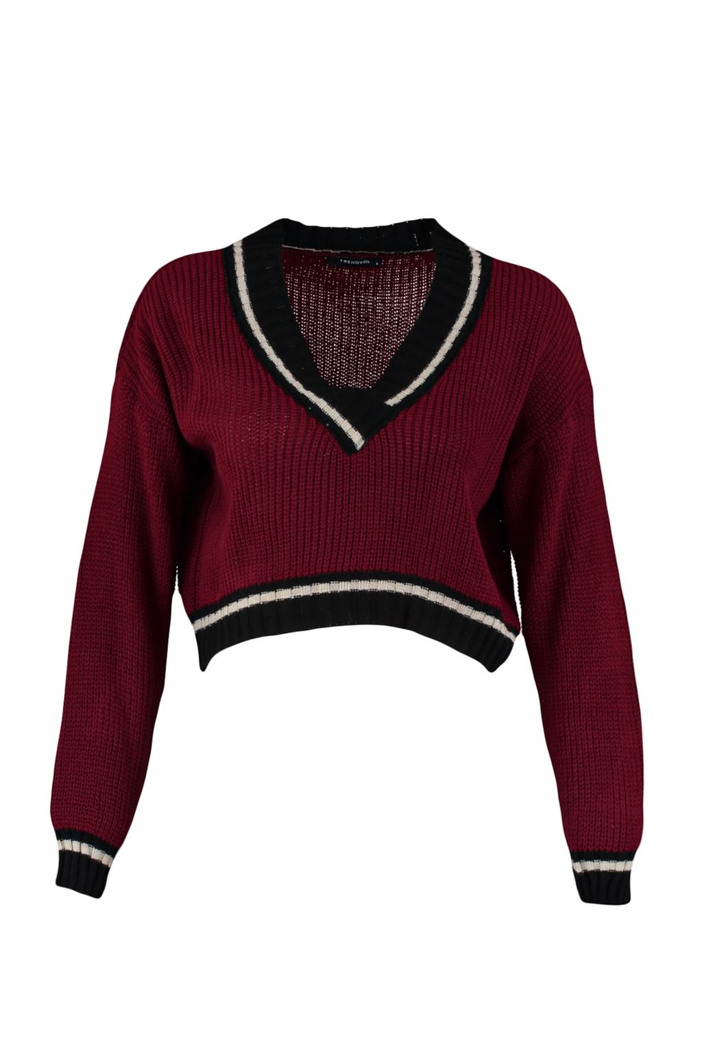 Ekru Crop Kolej Temal? Triko Kazak TWOAW22KZ1492 - Trendyolmilla фото 14