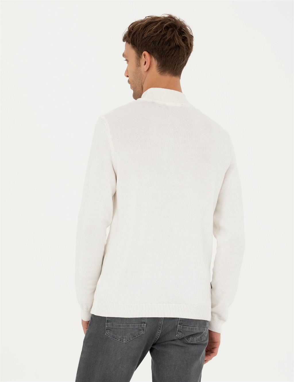 Ekru Slim Fit Yar_m Bal_k__ Yaka Triko Kazak - Pierre cardin фото 5