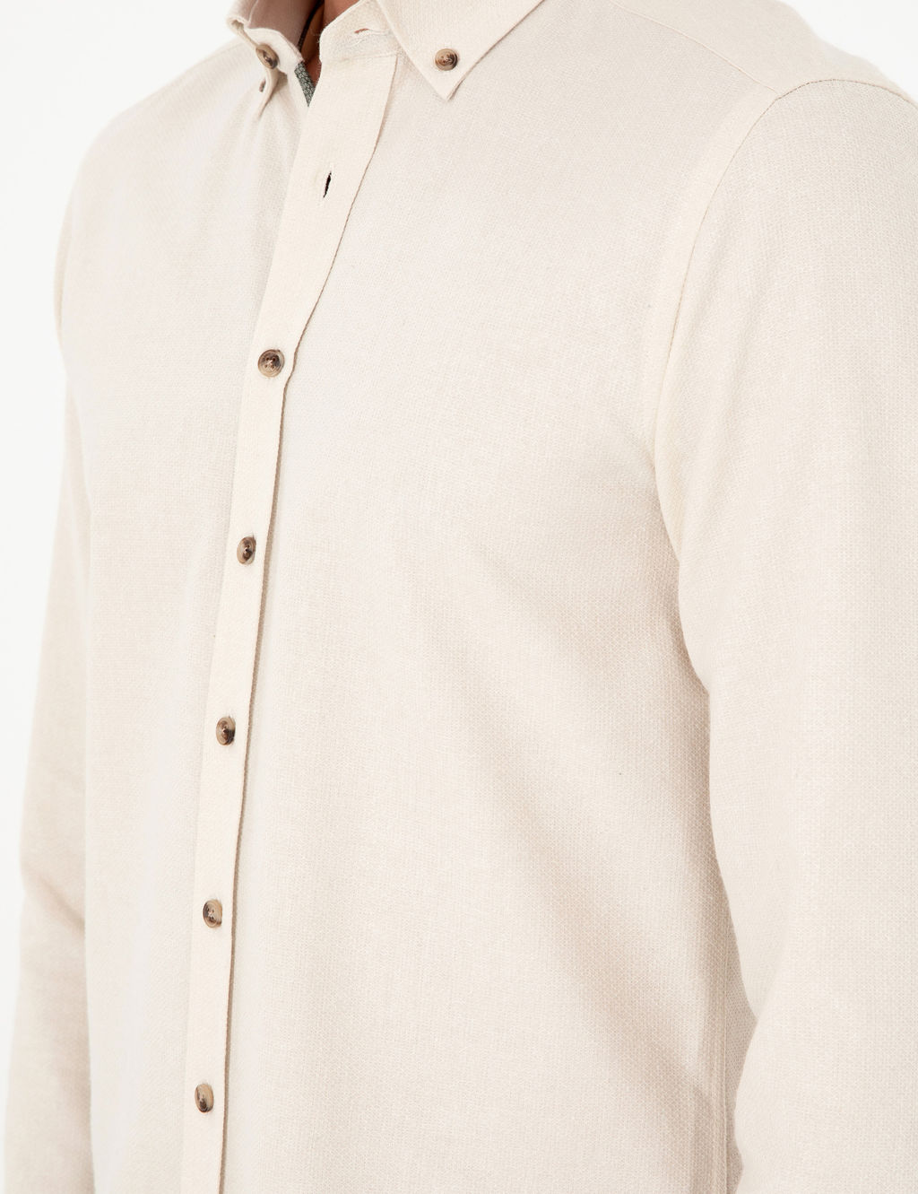 Bej Slim Fit Uzun Kollu G_mlek