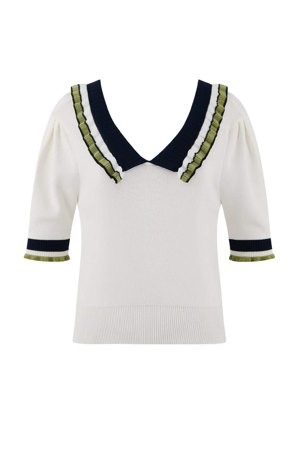 Ekru Renk Bloklu Yaka ve Kol Detayl? Triko Bluz TWOSS26BZ00134 - Trendyolmilla фото 7