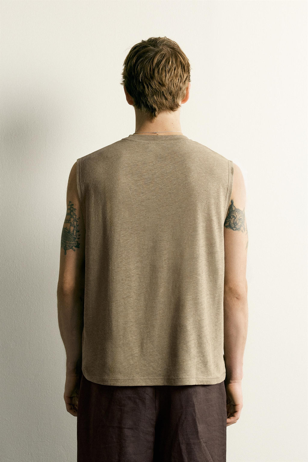 CAMISETA TANK RELAXED FIT ALGOD?N - LINO / Leopardo - Zara фото 3