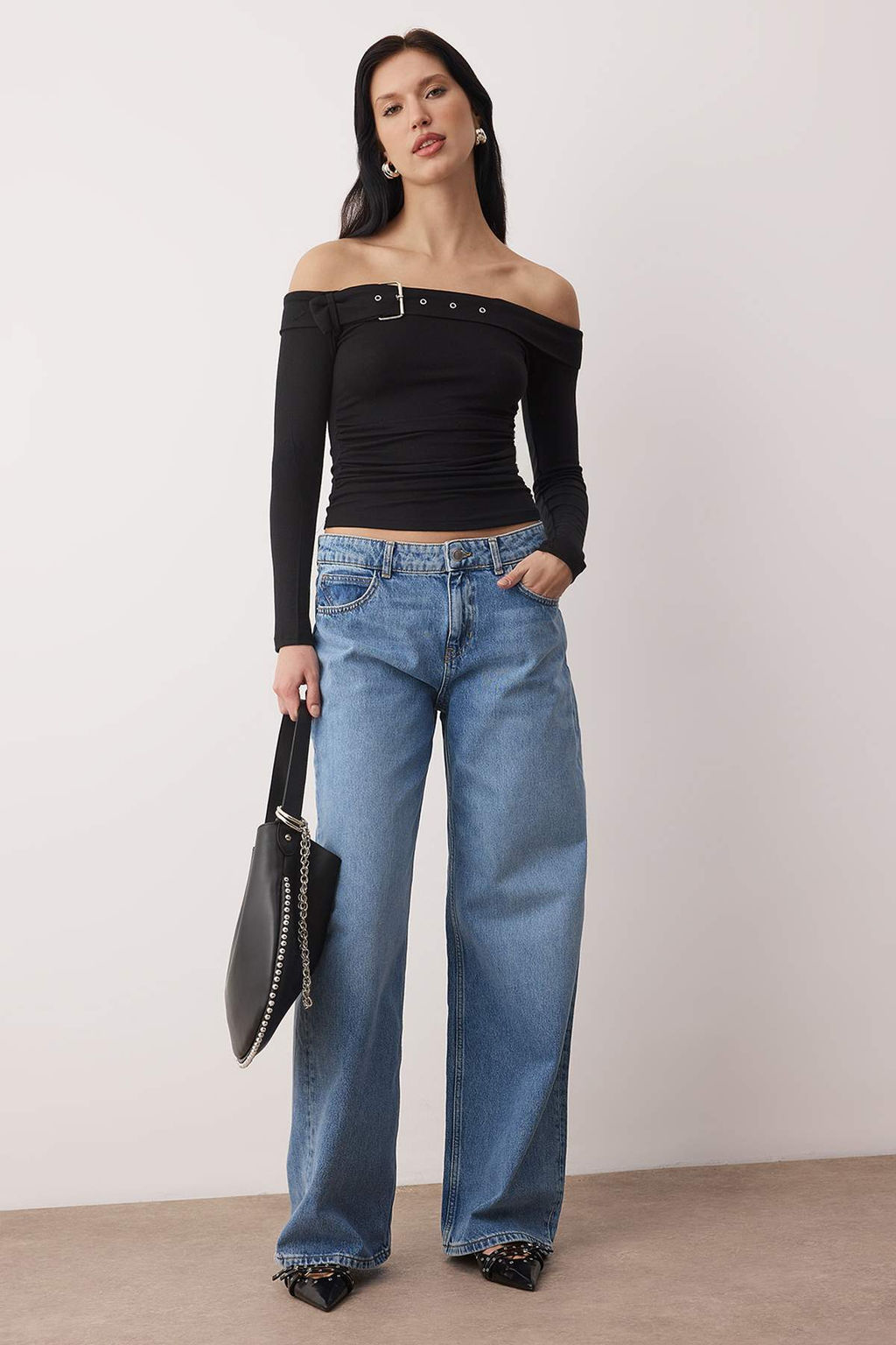 Haki Kemer Aksesuar Detayl? Fitted/Vucuda Oturan Carmen Yaka Orme Bluz TWOAW26BZ00323 - Trendyolmilla фото 6