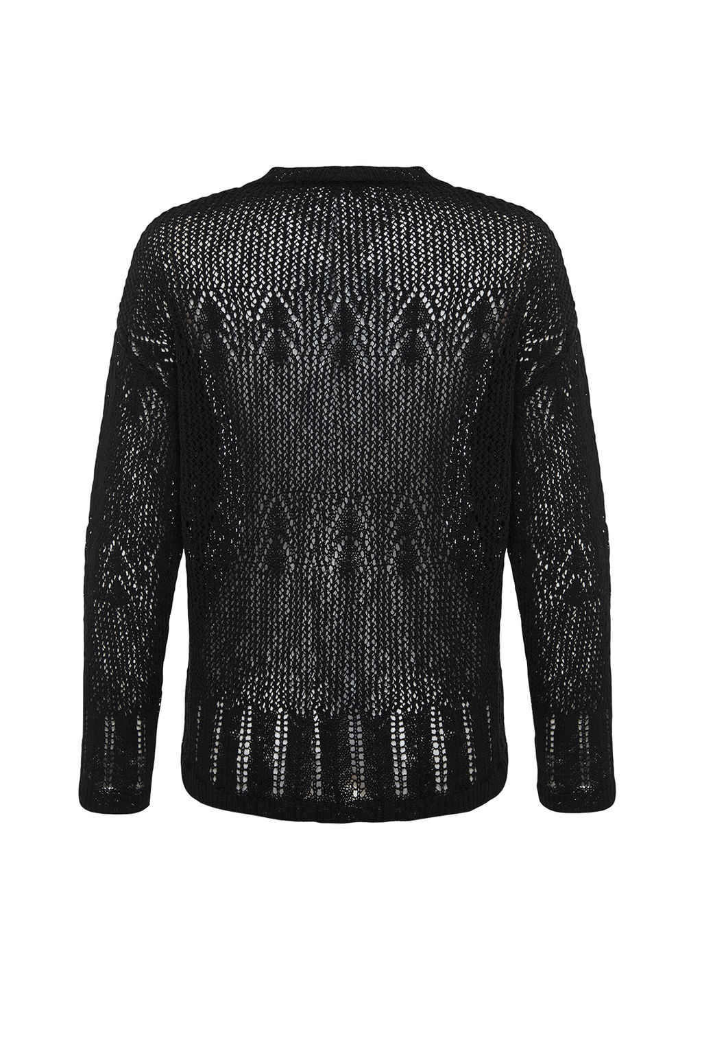 Siyah Pamuk Kar?s?ml? Ajurlu/Delikli Triko Kazak TWOSS24KZ00011 - Trendyolmilla фото 9