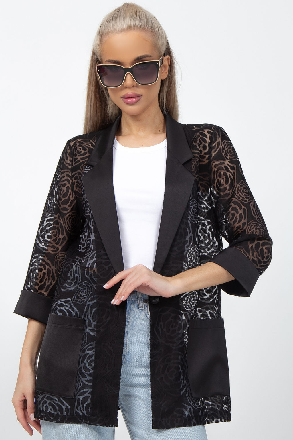 Пиджак Шерри (чёрный/розы)
