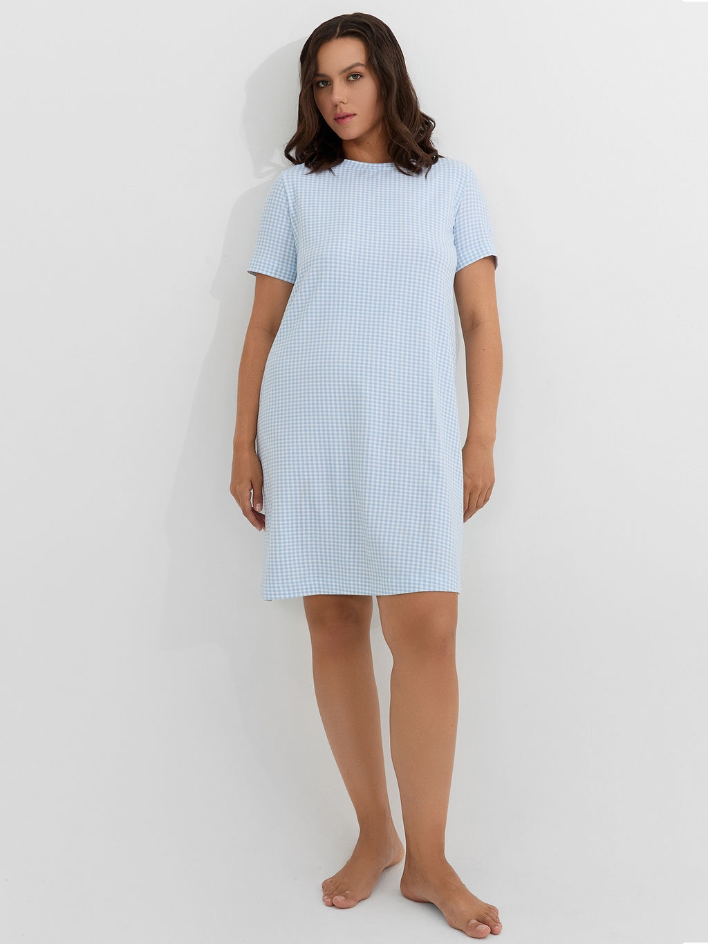 Сорочка ночная женская Mark Formelle голубая клетка  фото 4