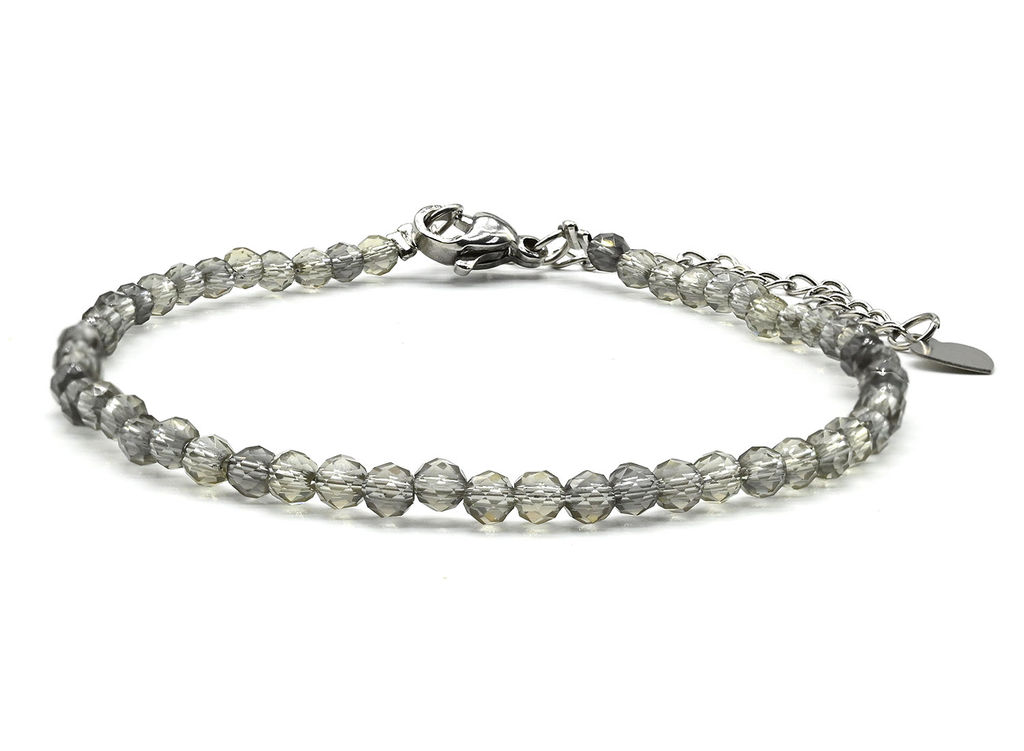 Браслет из циркона шарик гр.3мм, цв.графит, 17см