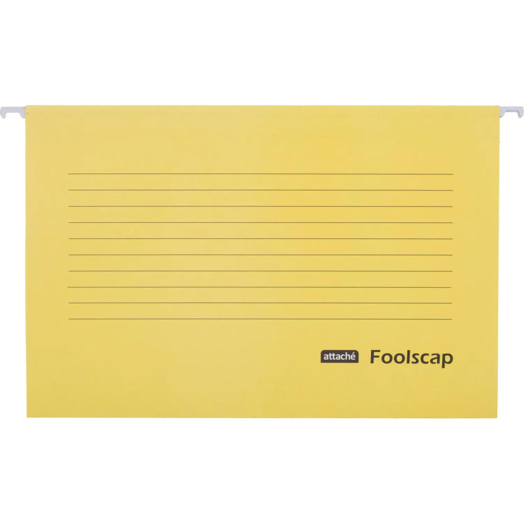 Папка подвесная Attache Foolscap, картон желтый, до 200л., 5шт/уп  фото 2