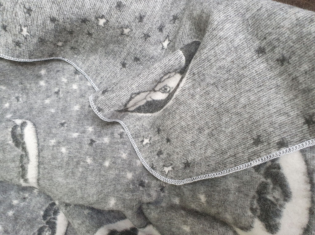 Одеяло 60% п/шерсть жаккард 100*140 " Мишки" цв серый